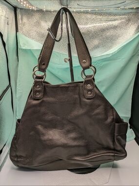 Gun Metal Grey Shoulder Bag Leather Shoulder Tote - Unbranded
